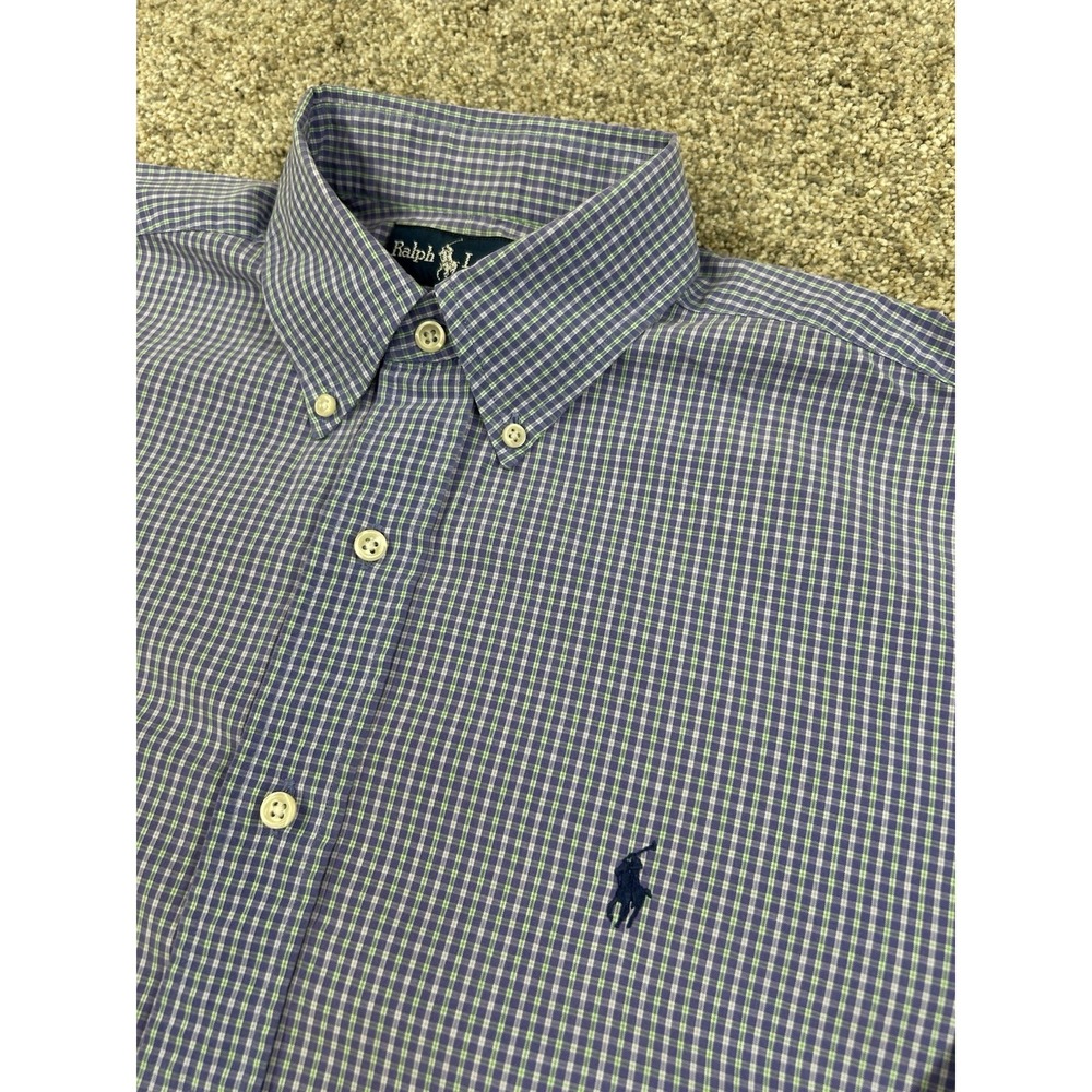 Polo Ralph Lauren Shirt Blake Purple Size Medium Button Pony Check #0204